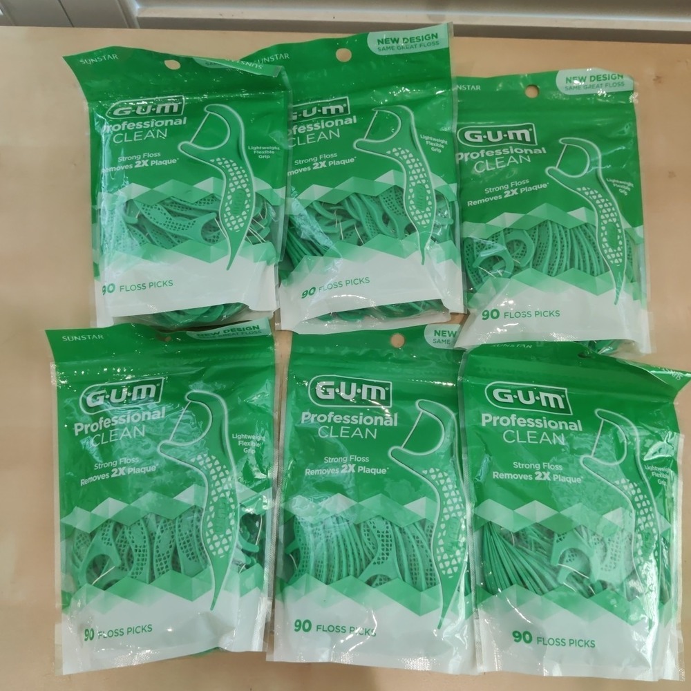 GUM Professional Clean Floss Picks 540 Mint‎ Flavored Easy Grip Teething Care